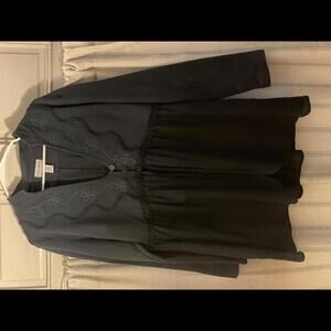 Soft Surroundings Hunter Green Large Cardigan Jacket with Embroidery